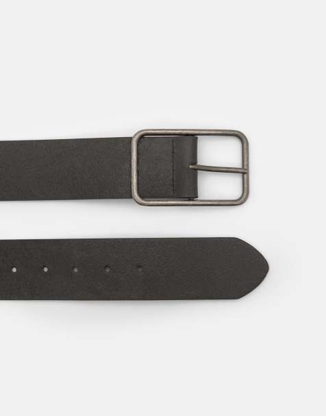 Pull&Bear Wide leather effect belt in black - view 1