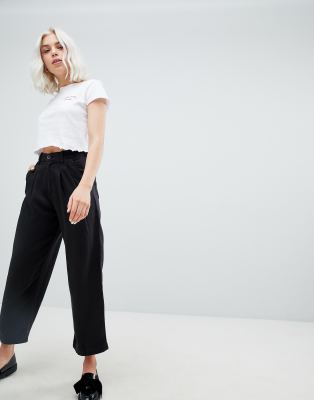 black wide leg ankle pants