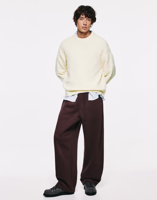 Pull&Bear baggy jersey set in brown, 3 of 3
