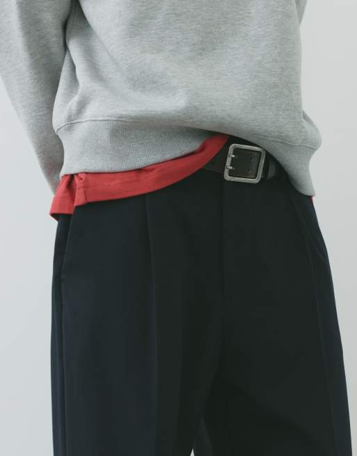 Pull&Bear wide-leg broek met regular-fit in chocoladebruin, 3 van 7