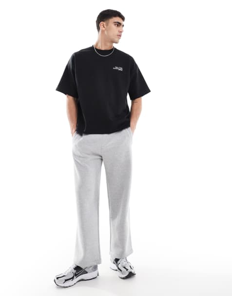 Pull&Bear wide leg brushed jogger in light grey - view 1