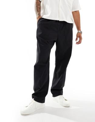 Pull & Bear Wide Leg Casual Pants In Black