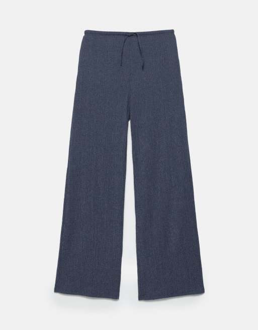Pull&Bear Wide-leg crepe trousers in navy, 6 of 6