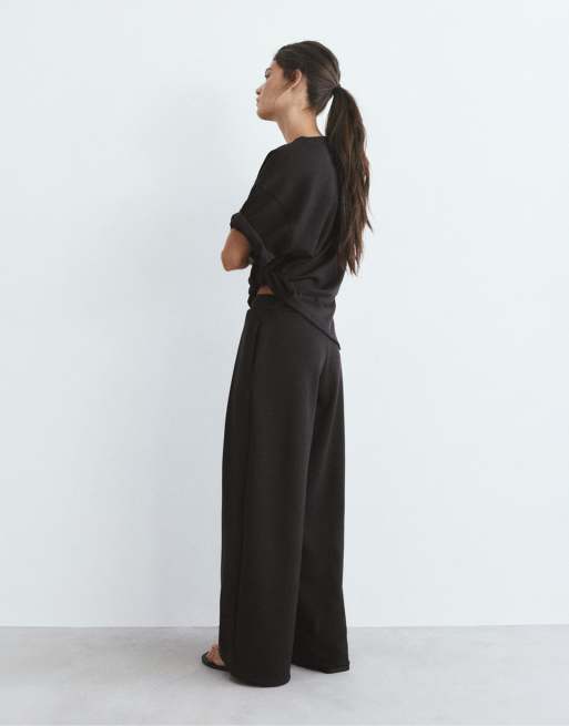 Pull&Bear Wide-leg darted trousers in grey, 2 of 4