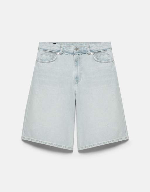 Pull&Bear Wide-Leg-Denim-Bermudashorts in Hellindigo, 3 von 4