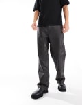 [Pull & Bear] Pull & Bear wide leg faux leather pants in black 44 BLACK