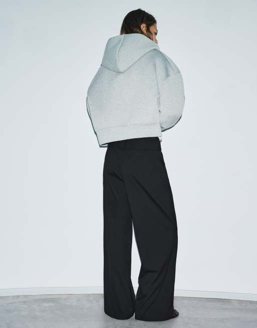 Pull&Bear Wide-Leg-Hose mit umgeschlagenem Bund in Schwarz, 3 von 6
