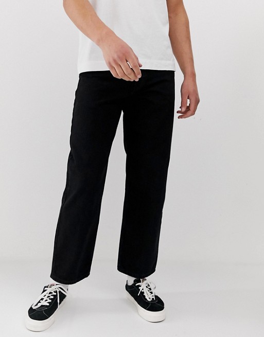 Pull&Bear wide leg jeans in black | ASOS