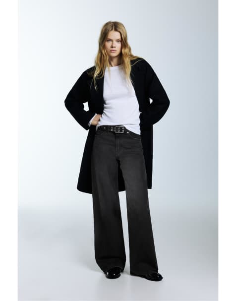 Pull&Bear Wide-leg jeans in black