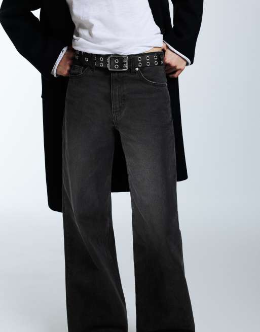 Pull&Bear Wide-leg jeans in black, 2 of 4