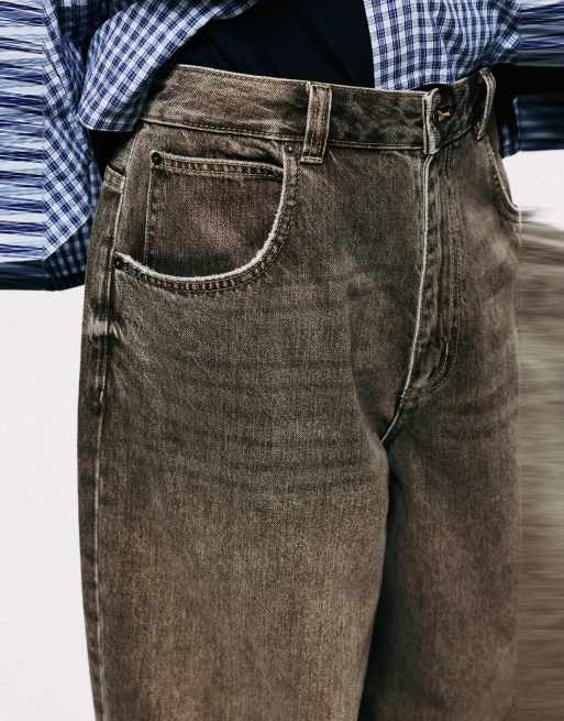 Pull&Bear Wide-leg jeans in brown, 3 of 7