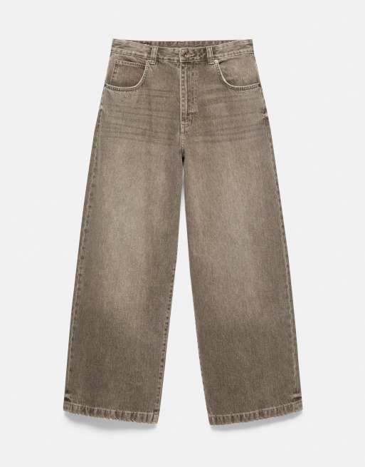 Pull&Bear Wide-leg jeans in brown, 6 of 7