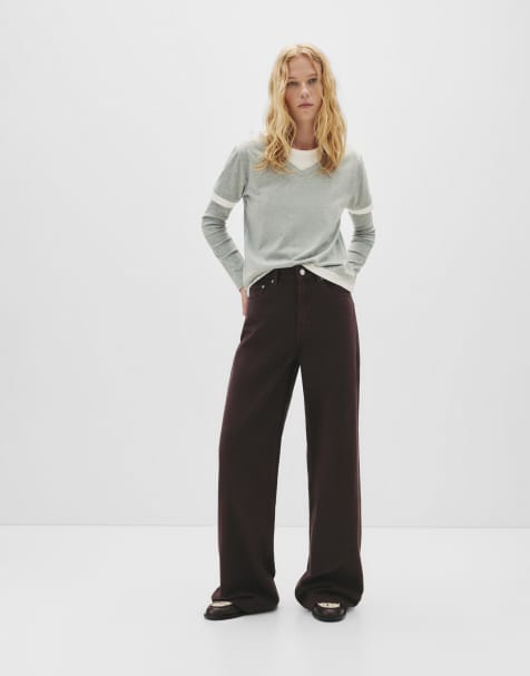 Pull&Bear Wide-leg jeans in burgundy