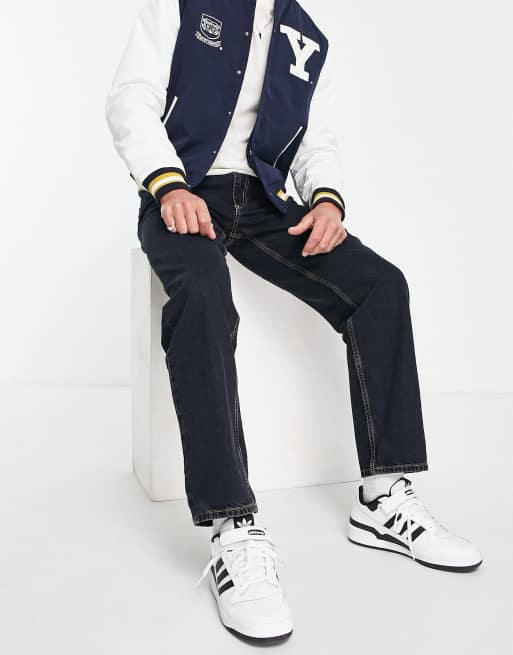 Pull&Bear wide leg jeans in dark blue, 3 of 4