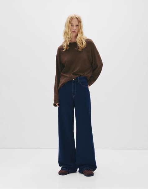 Pull&Bear Wide-leg jeans in dark indigo - view 1