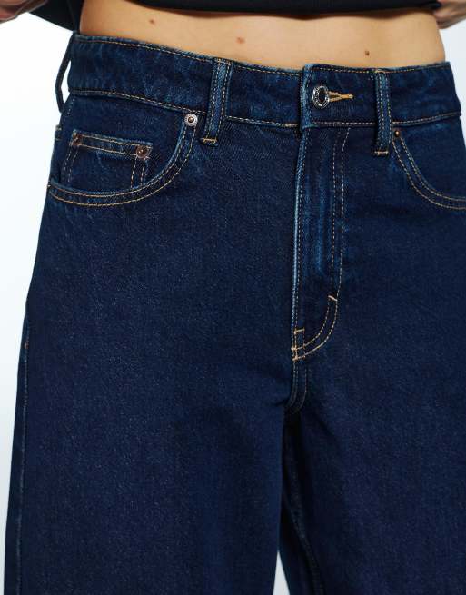 Pull&Bear Wide-leg jeans in dark indigo, 3 of 4