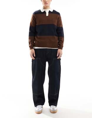 Широкие джинсы Pull-Bear синего цвета 4190₽