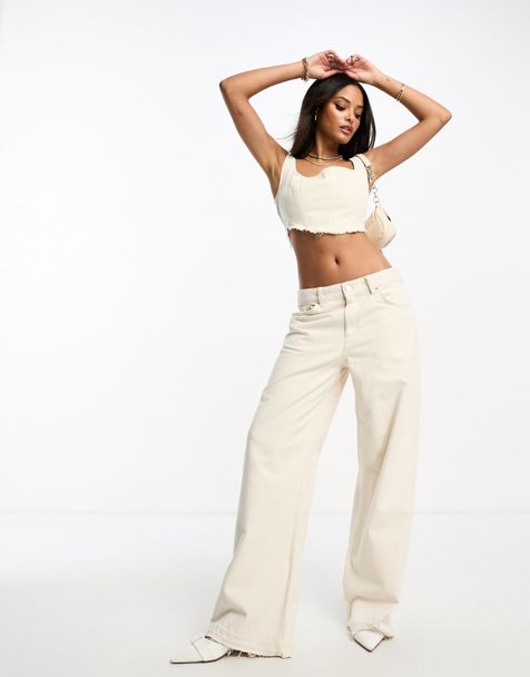 4th & Reckless Plus exclusive contrast waistband pants in khaki - part of a  set