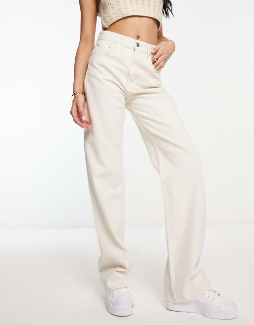 Pull&Bear wide leg jeans in ecru