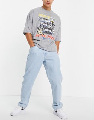 Pull&Bear wide leg jeans in light blue - ASOS Price Checker