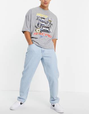 Pull & Bear Wide Leg Jeans In Blue