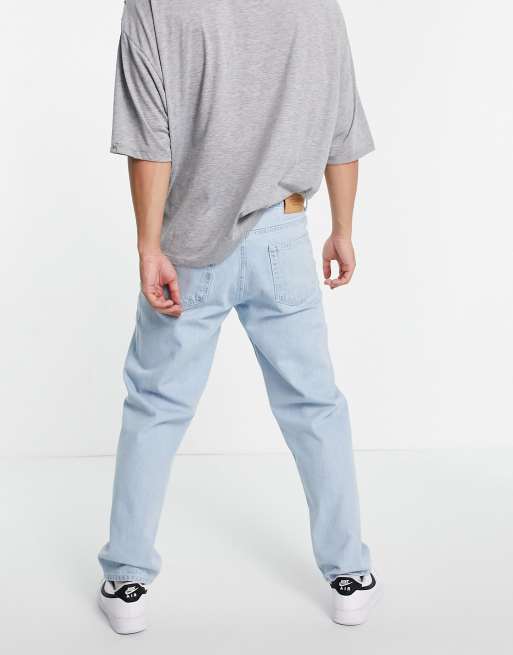Pull&Bear wide leg jeans in light blue, 3 of 4