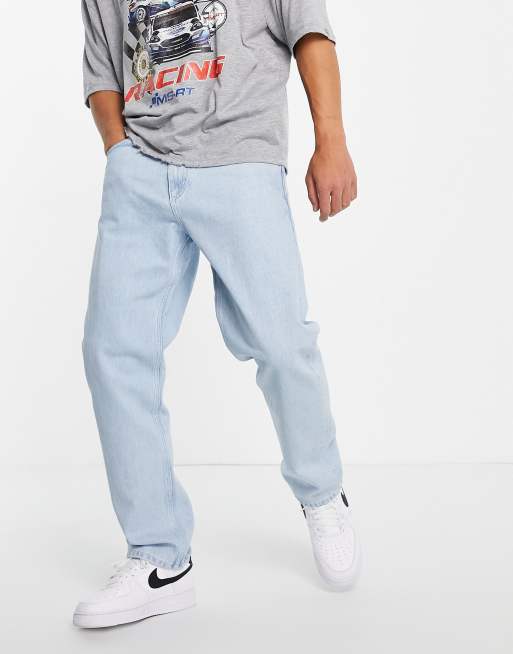 Pull&Bear wide leg jeans in light blue, 4 of 4
