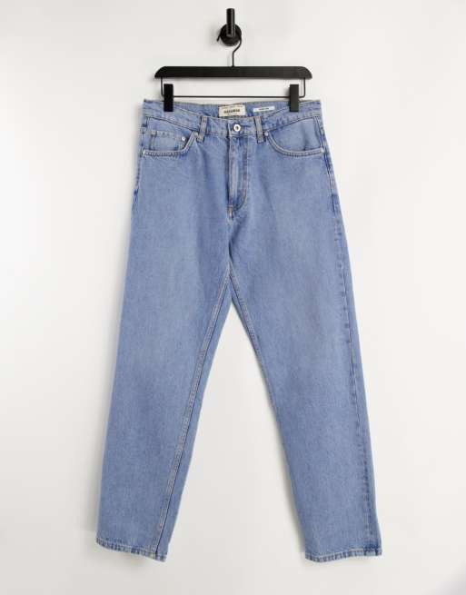 Pull&Bear wide leg jeans in mid wash blue ASOS