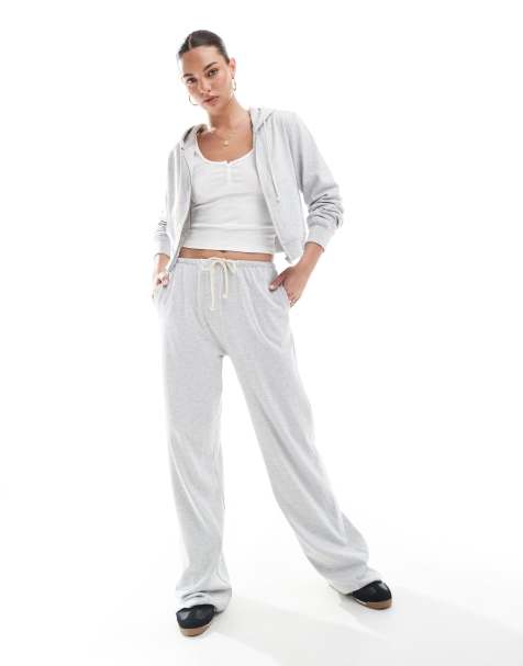 Pull&Bear wide leg jogger co-ord in grey marl - view 1