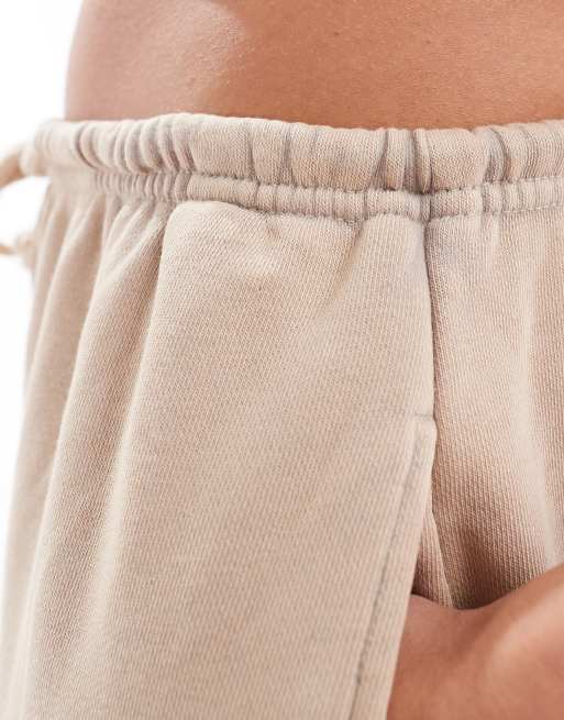 Pull&Bear wide leg jogger in acid wash tan, 3 of 5