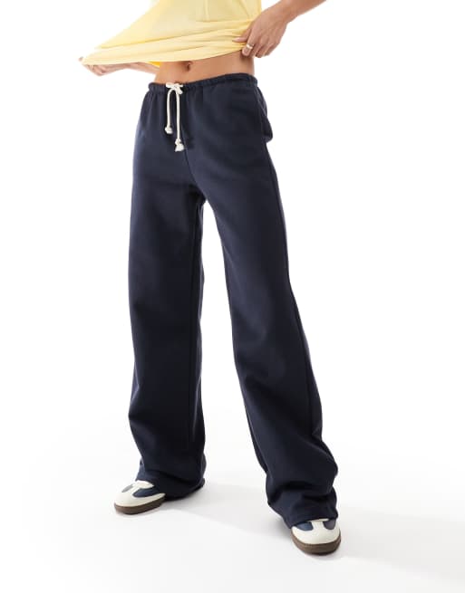 Pull&bear Wide Leg Jogger In Navy 