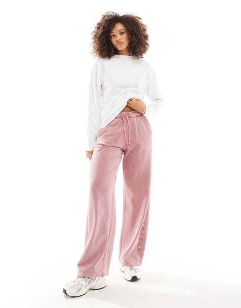 Pull&Bear wide leg jogger in washed pink - view 1