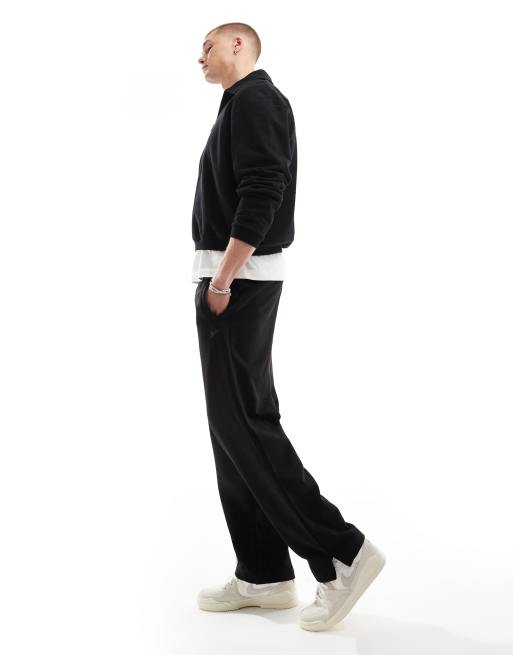 Pull&Bear wide leg joggers in black 