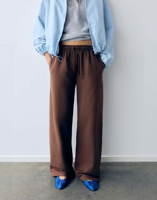 Pull&Bear Wide-leg joggers in brown, 2 of 7