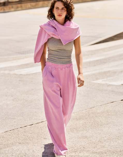 Pull&Bear Wide-leg joggers in pink - view 1