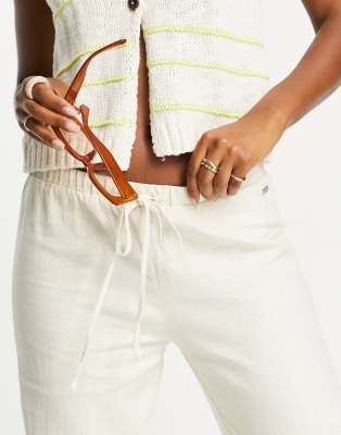 white linen drawstring trousers