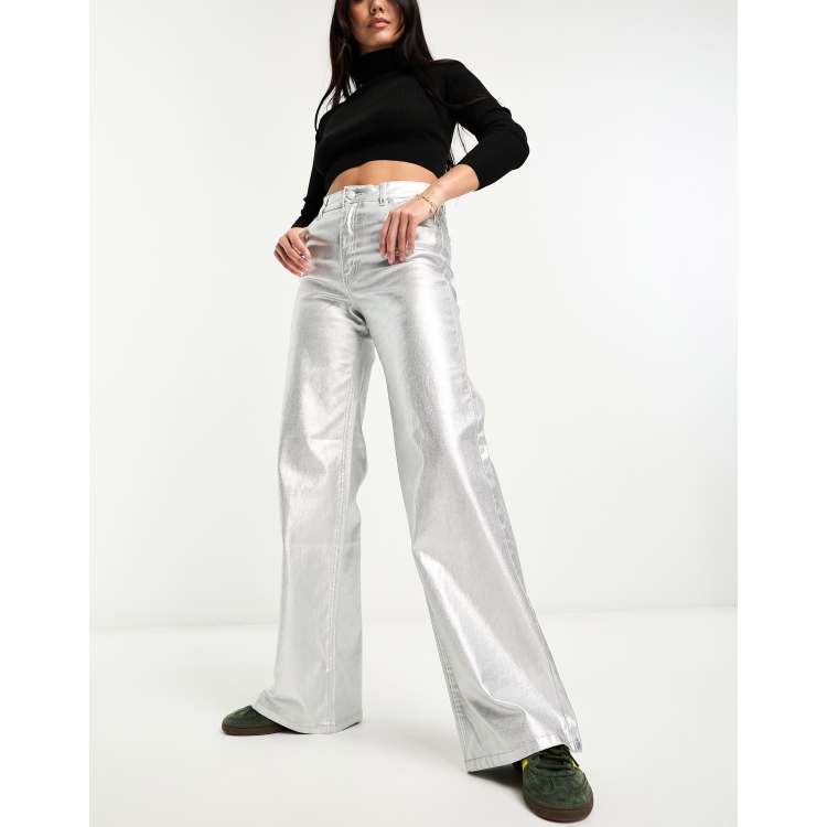 Wide leg 2024 silver pants