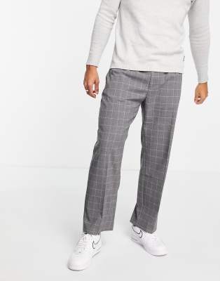 Pull & Bear Slim Tailored Pants In Gray Check