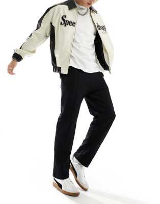 Pull&Bear wide leg seam front sweatpants in black