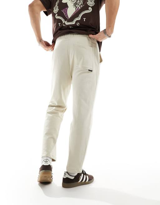 Pull&Bear wide leg seam front trackies in ecru, 2 of 5