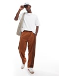 [Pull & Bear] Pull & Bear wide leg stripe trackies in burnt orange XS ORANGE