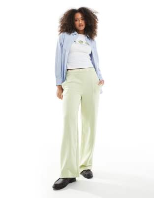 wide leg sweatpants in acid mint green