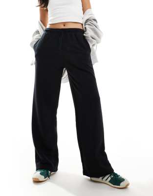 Pull & Bear Wide Leg Sweatpants In Black