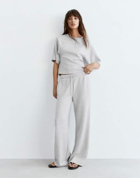 Pull&Bear Wide-leg sweatpants in grey marl - view 1