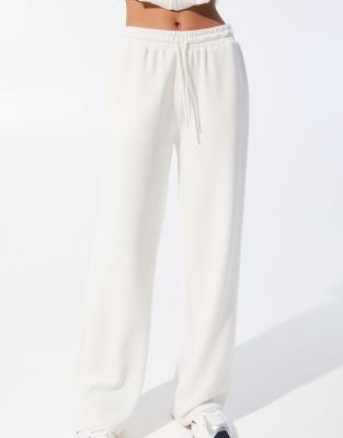 Pull & Bear Wide Leg Sweatpants In White