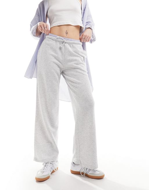 ASOS DESIGN oversized wide leg sweatpants in gray heather with boxer double  layer