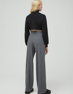 womens grey wide leg trousers