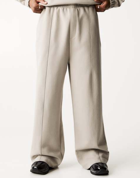 Pull&Bear wide leg tailored trousers in ecru - view 1