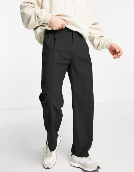 Pull&Bear wide leg taliored jogger in black | ASOS