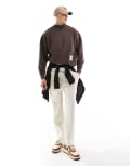 [Pull & Bear] Pull & Bear wide leg trackies in ecru-Neutral L Ecru